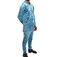 Load image into Gallery viewer, CRUSHED VELOUR SLIM JOGGER SET - BLUE - FXN menswear