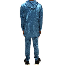Load image into Gallery viewer, CRUSHED VELOUR SLIM JOGGER SET - BLUE - FXN menswear