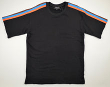 Load image into Gallery viewer, BLACK SHORT SLEEVE FRENCH TERRY STRIPE SHIRT