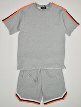 Load image into Gallery viewer, GRAY FRENCH TERRY STRIPE SHORTS