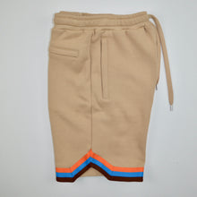 Load image into Gallery viewer, KHAKI TAN FRENCH TERRY STRIPE SHORTS