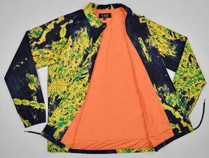 YELLOW & NAVY BLUE TIE DYE COACHS JACKET
