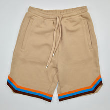 Load image into Gallery viewer, KHAKI TAN FRENCH TERRY STRIPE SHORTS