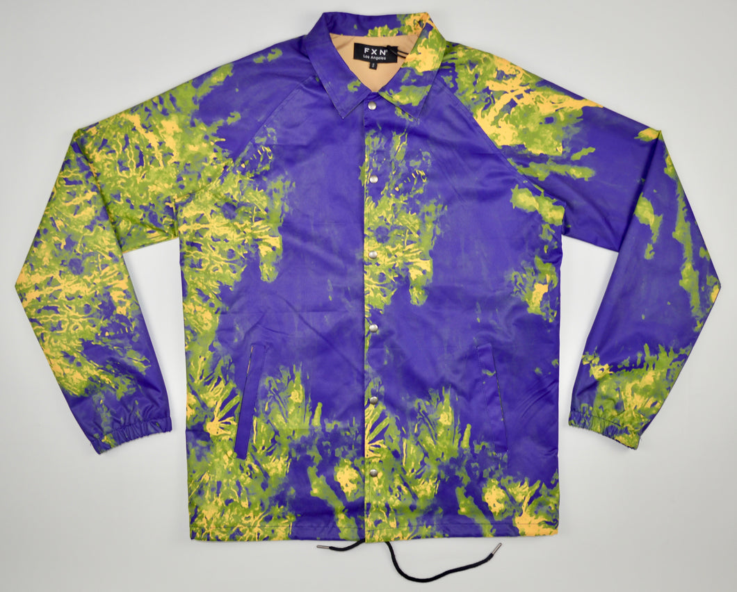 PURPLE & GREEN TIE DYE COACHS JACKET