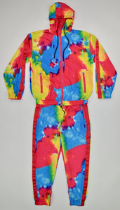 RED YELLOW & BLUE TIE DYE WINDBREAKER
