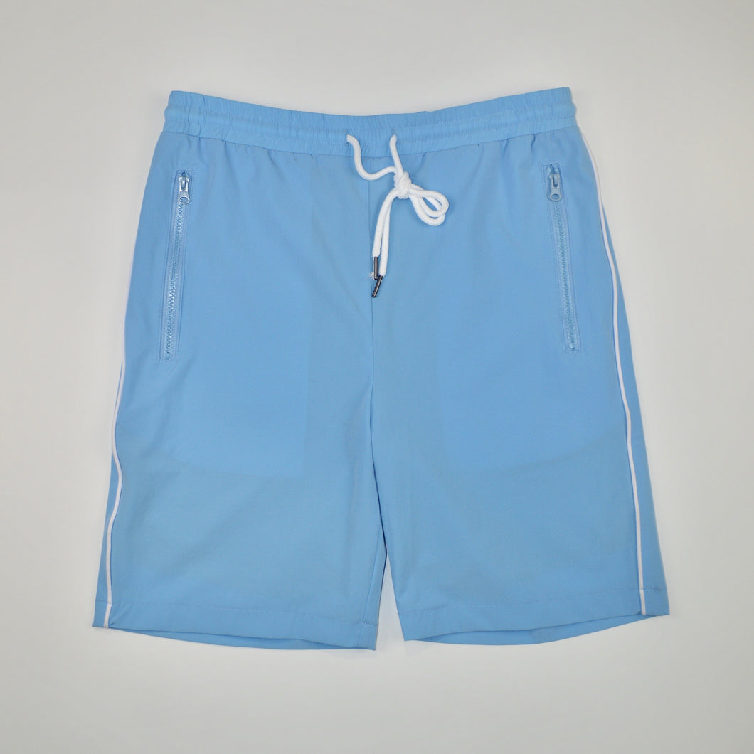 SKY BLUE TECH PIPED SHORTS