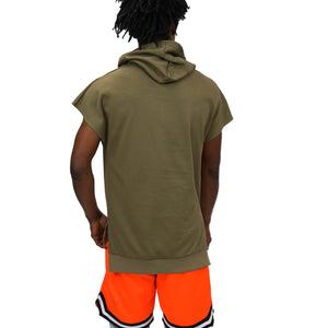 DOLMAN SLEEVELESS HOODIE - OLIVE - FXN menswear