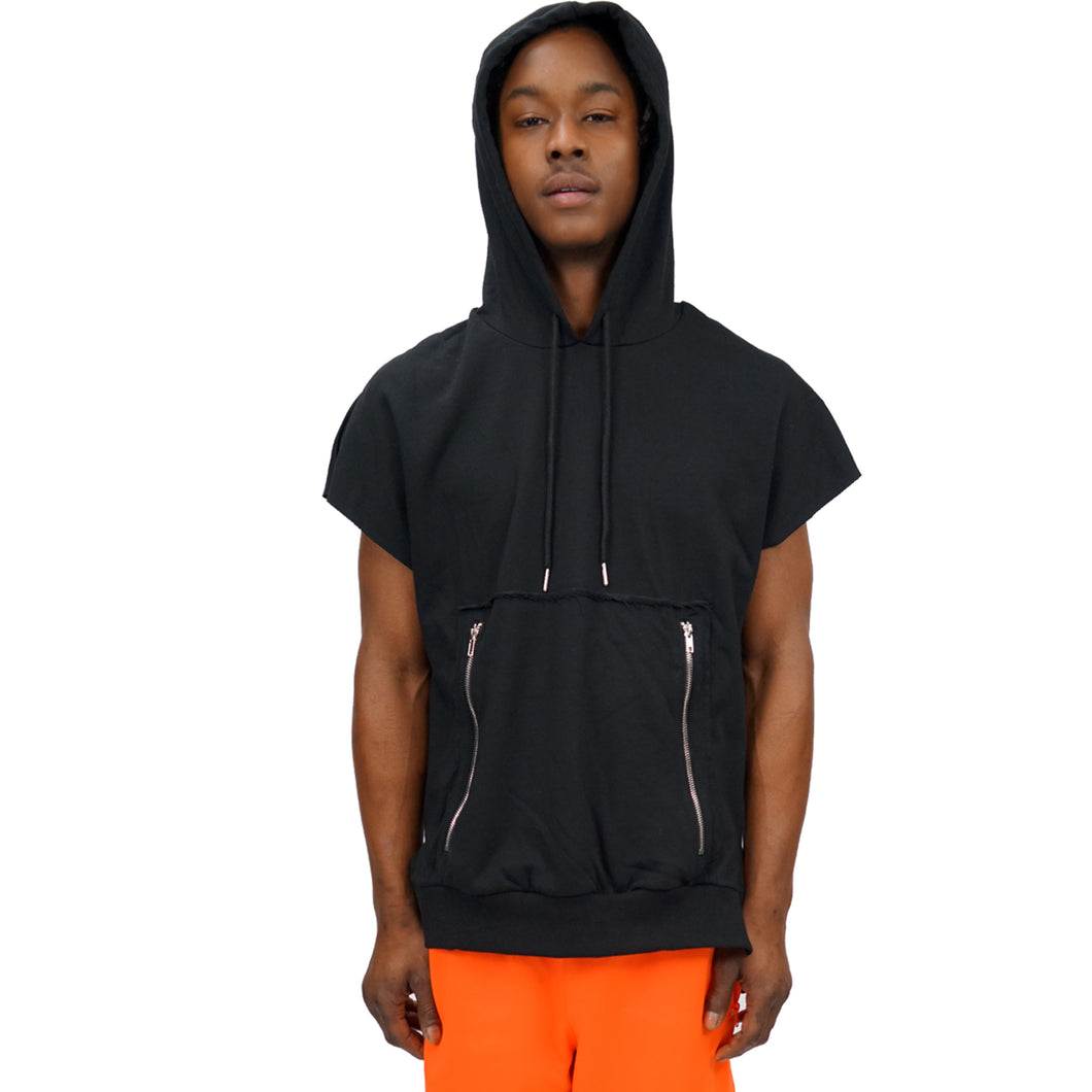DOLMAN SLEEVELESS HOODIE - BLACK - FXN menswear