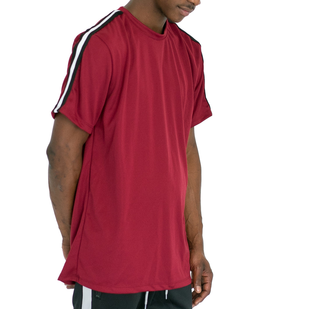 SHOULDER TAPE QUICK-DRY TEE - BURGUNDY - FXN menswear