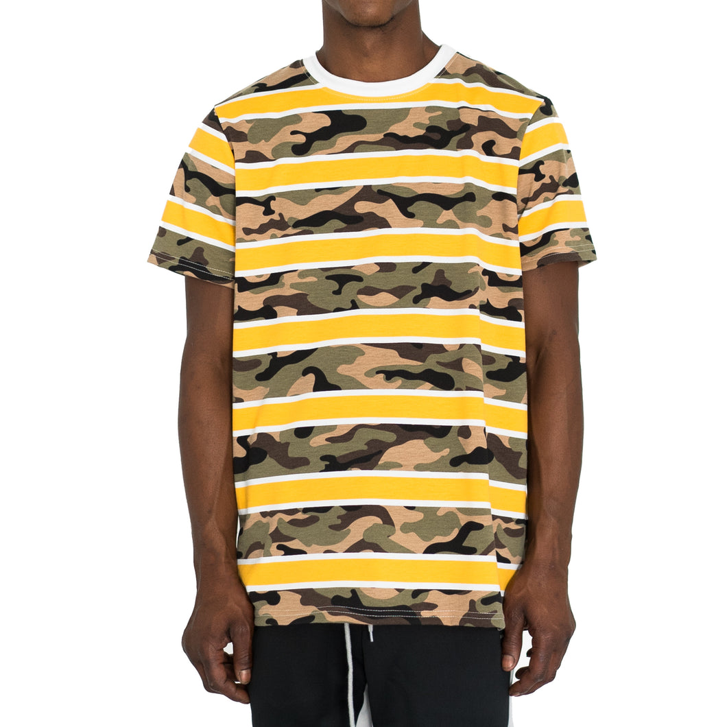 CAMO STACK RUGBY TEE - YELLOW/OLIVE/BLACK - FXN menswear