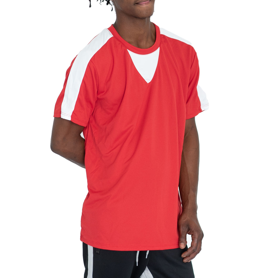 QUICK-DRY ATHLETIC TEE - RED/WHITE - FXN menswear